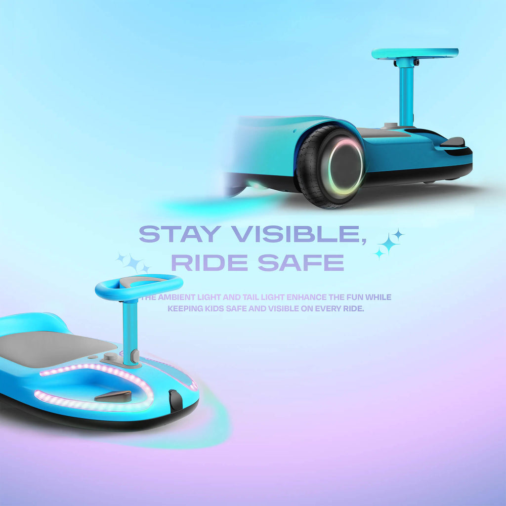 WizzKart - Ride On Car with Bluetooth Speaker & Disco LED