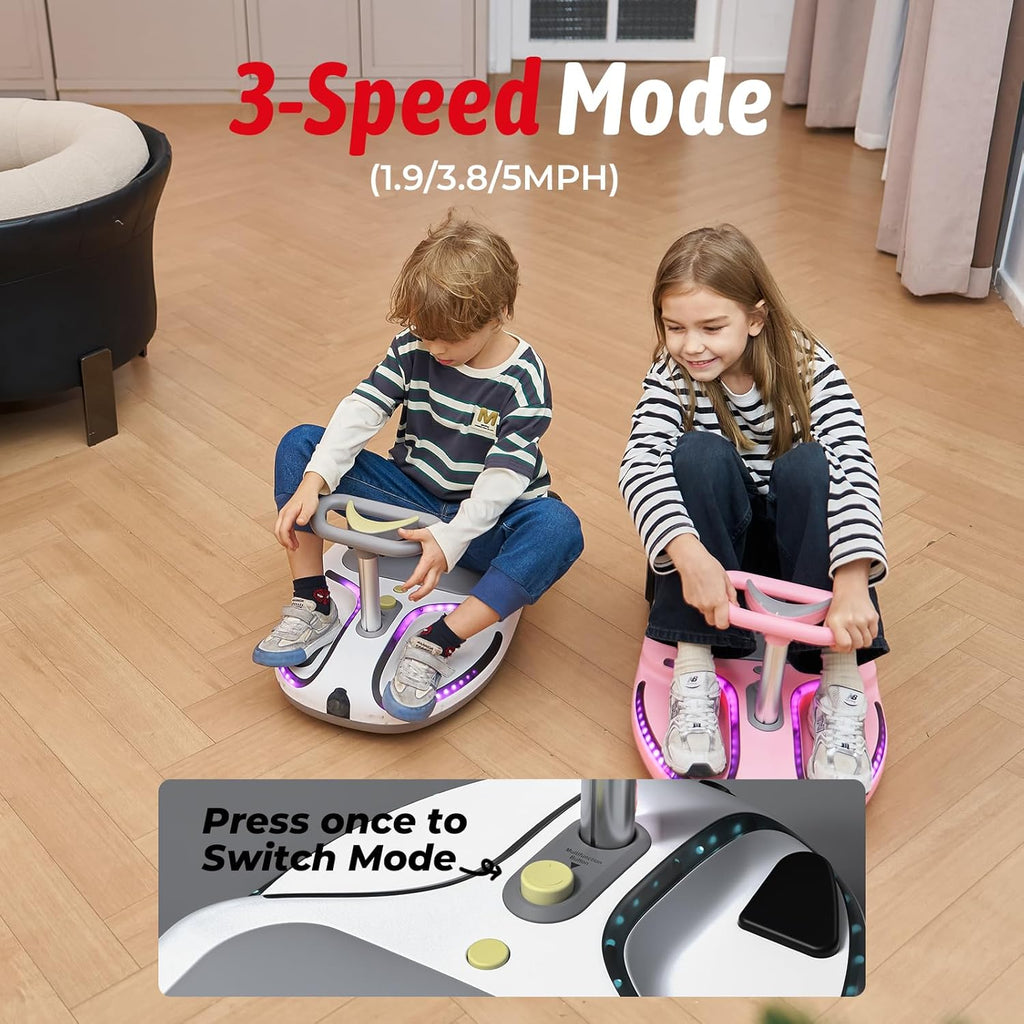 Wiggle Car - Electric Ride On Go Kart with Bluetooth & Disco LED