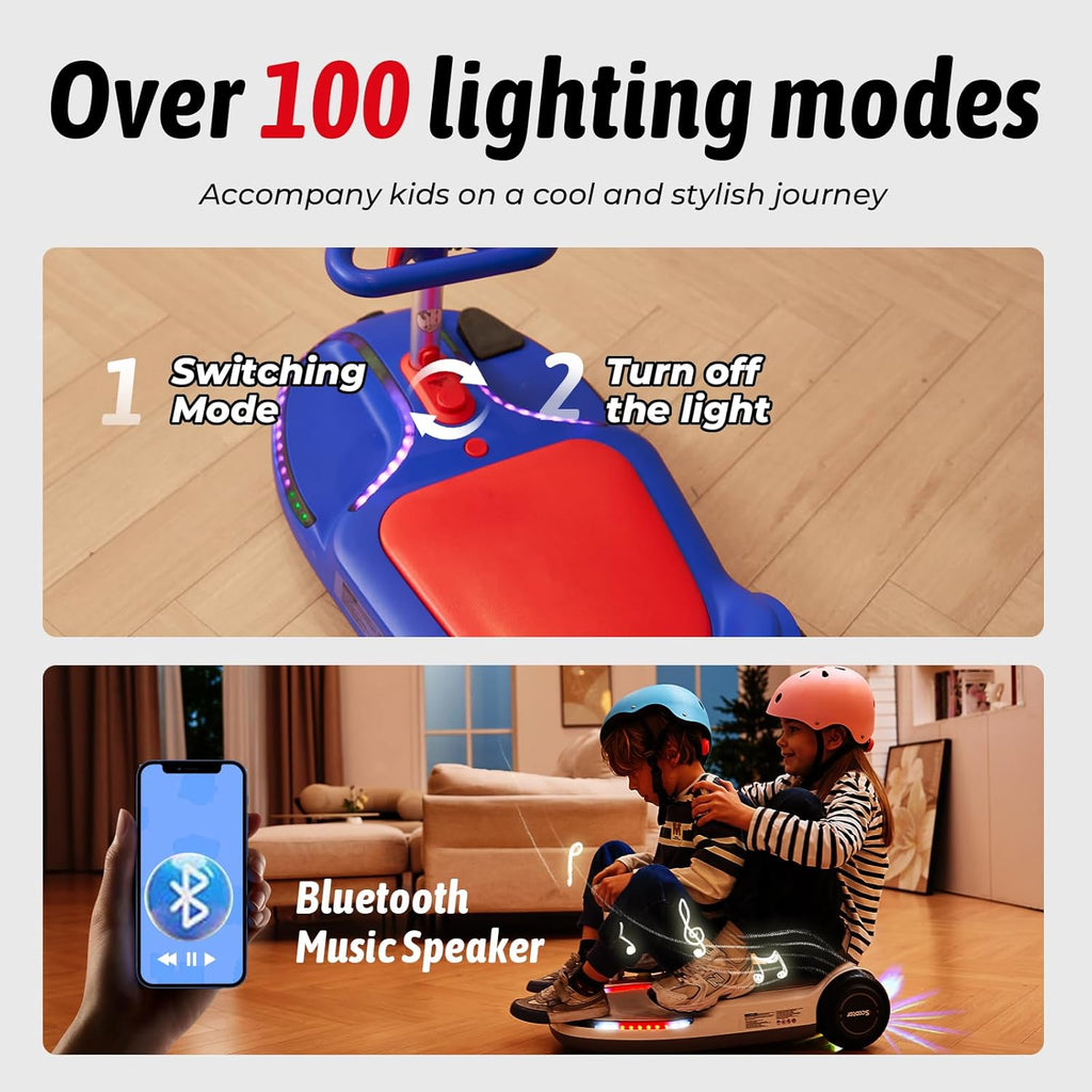 Wiggle Car - Electric Ride On Go Kart with Bluetooth & Disco LED